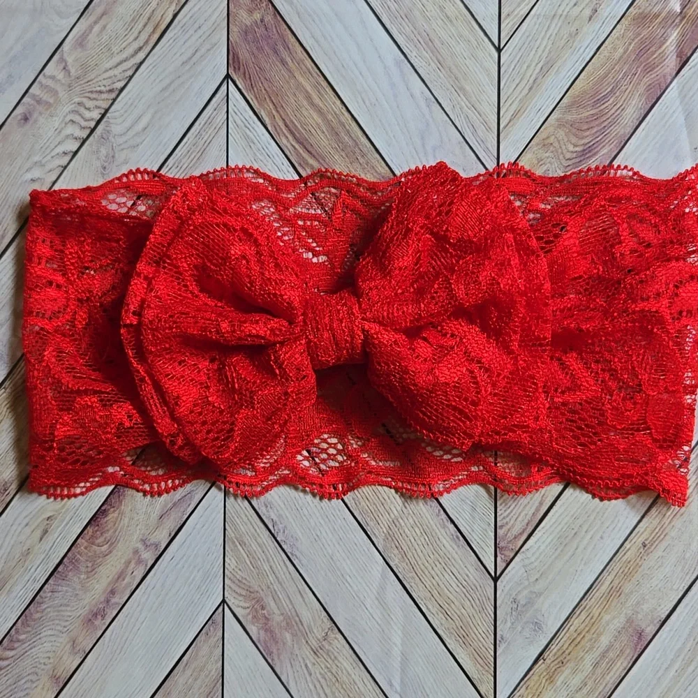 Baby Girls Lace Bow Headbands Set Soft Elastic Wide Hairbands Infants & Toddler